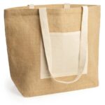 Borsa in juta laminata con tasca frontale - immagine 2